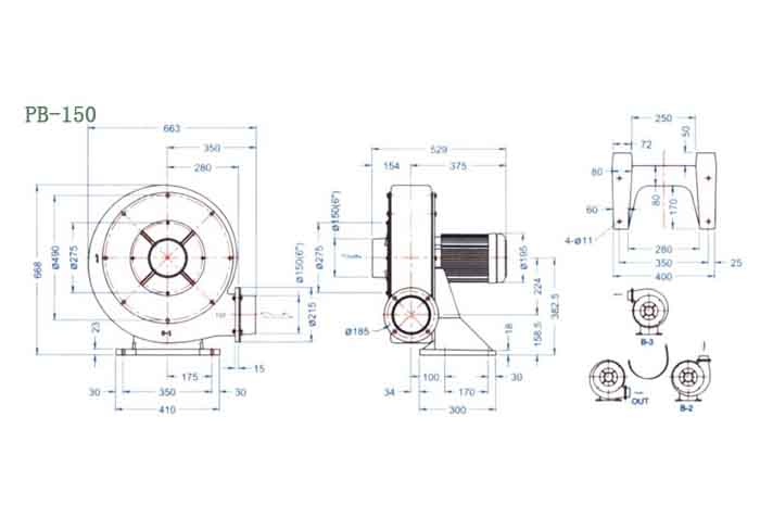 PB-150,3.7kw透浦式鼓風(fēng)機