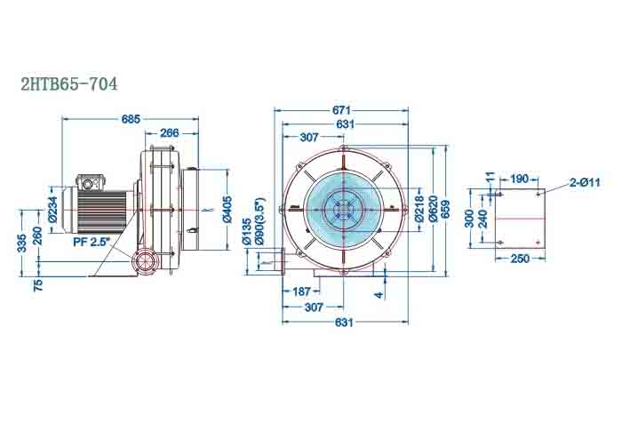 2HTB65-704,5.5kw中壓鼓風機