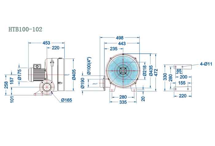 HTB100-102,0.75kw中壓鼓風(fēng)機